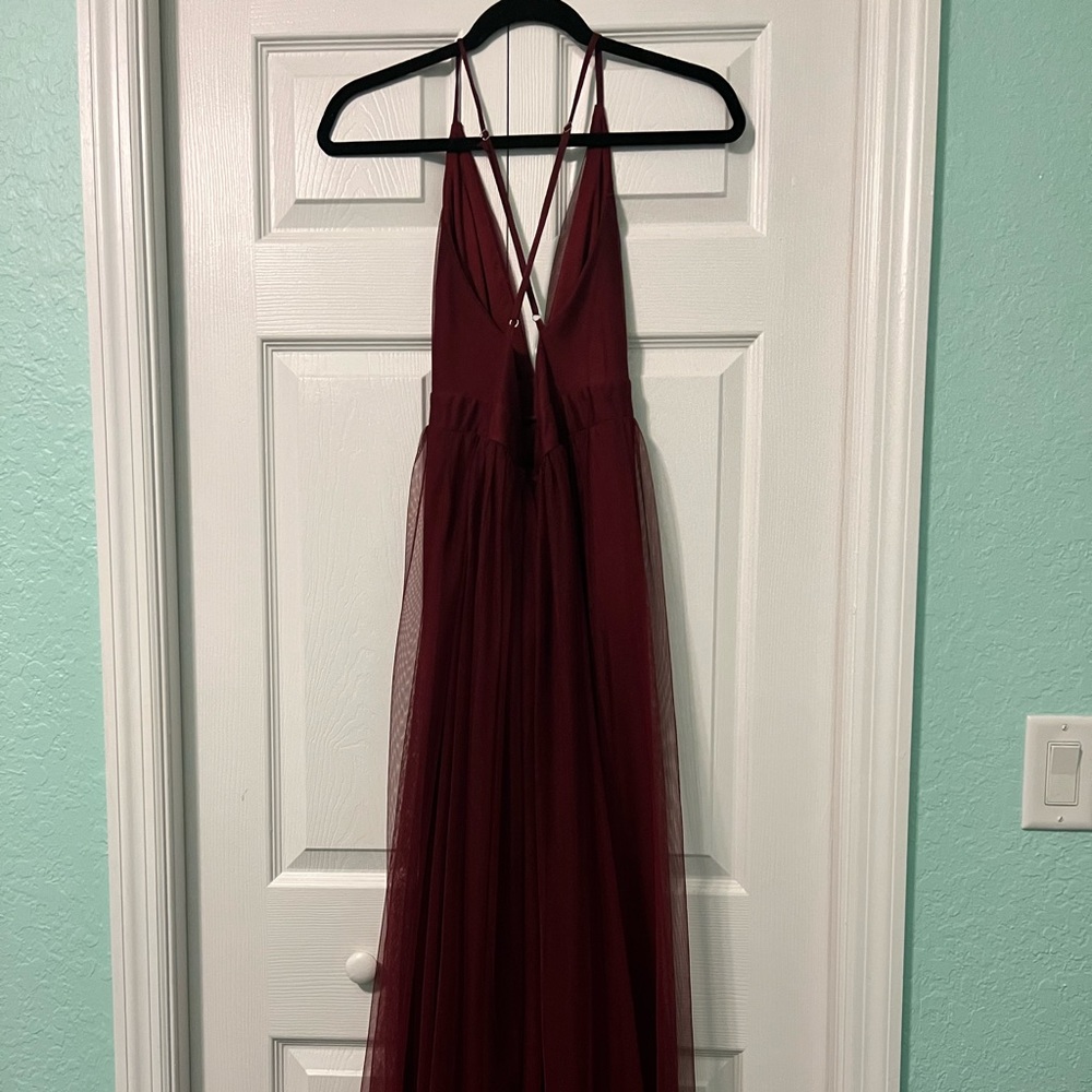 Burgundy low cut dress